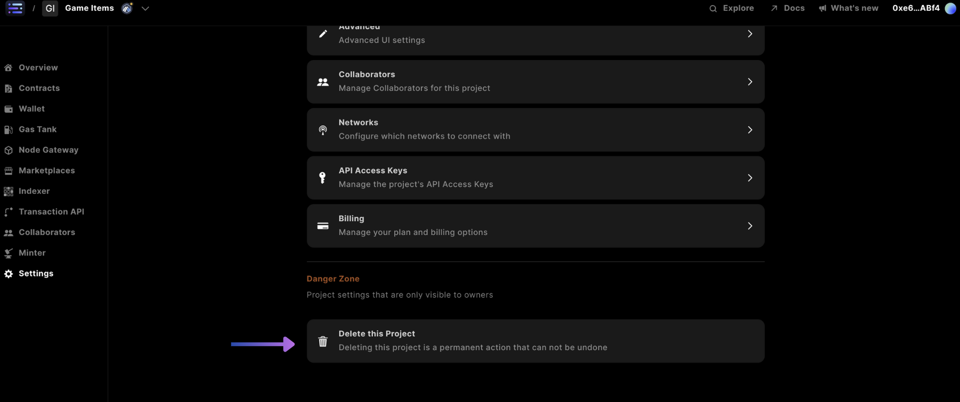 Builder delete project